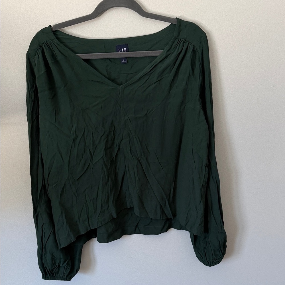 GAP Women's Deep Green V-Neck Blouse